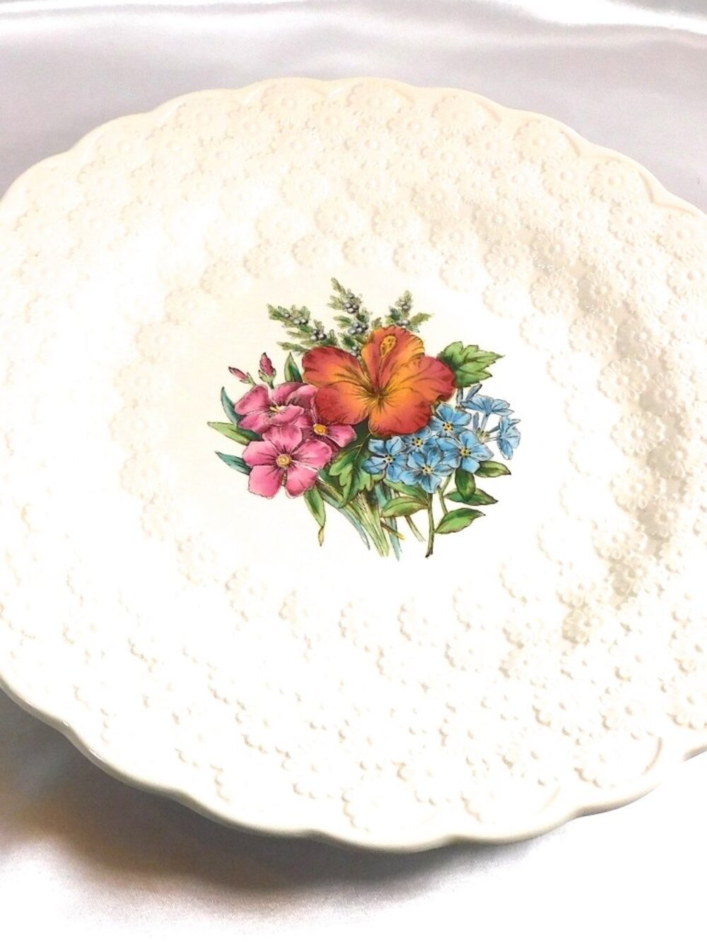 Spode Large Textured 13 Inch Chop Plate  in Bermuda Flowers # 25662